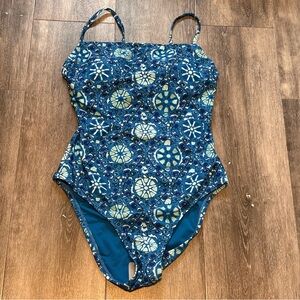 RHODE Women's Zinnia Floral Print S One Piece Swimsuit Blue NWT Small